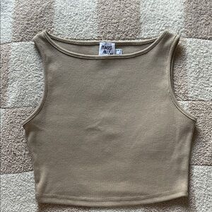 Princess Polly Beige Ribbed Tank Top